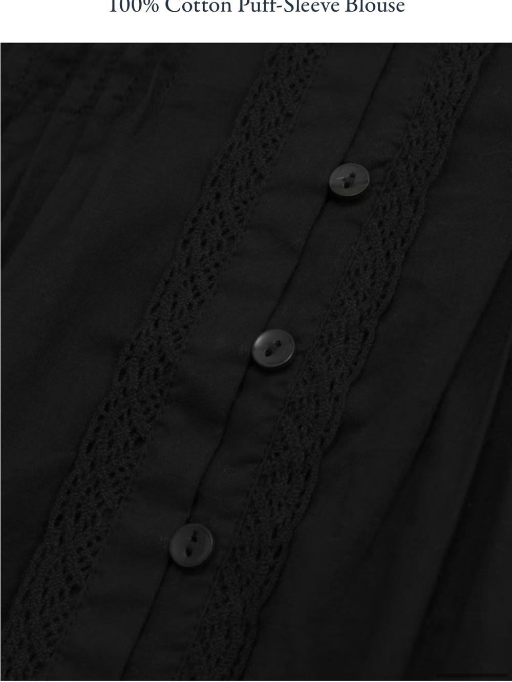 A&F Black Puff-Sleeve Cotton Blouse with Peter Pan Collar - Picture 5 of 5